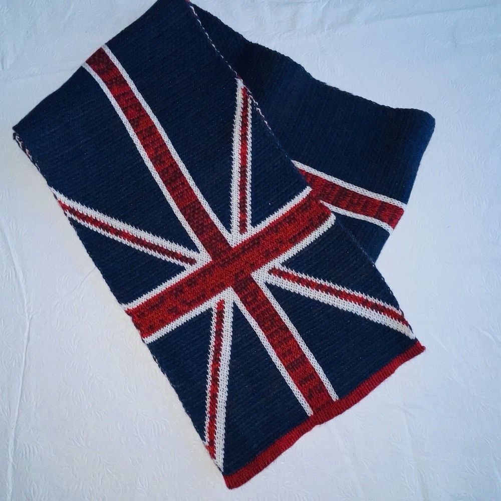 Cedarwood State Union Jack Knit Scarf British Flag Winter Scarf 33"